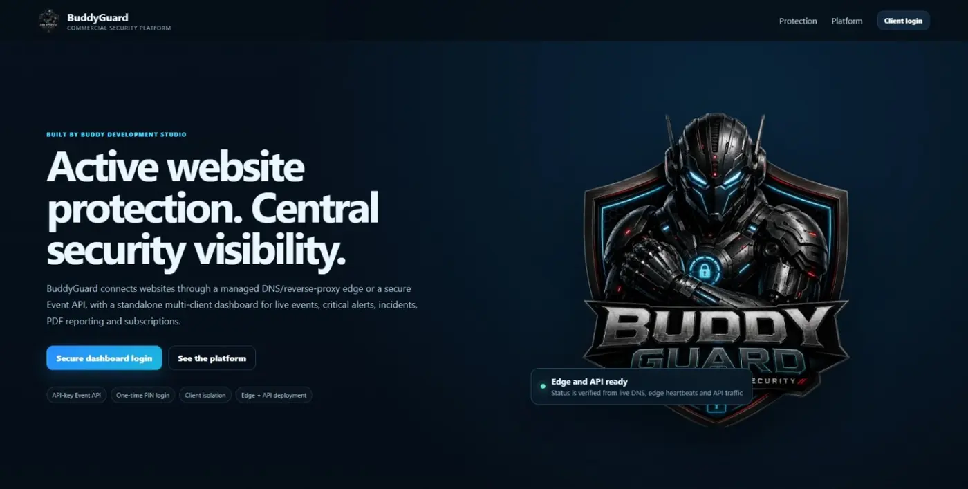 BuddyGuard commercial security platform homepage