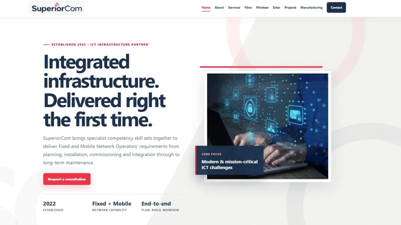SuperiorCom corporate website homepage